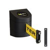 Montour Line Retractable Belt Barrier, Wall Mount, Black Magnetic 15 ft. Caution Belt WMX140-BK-CAUYB-M-M-150